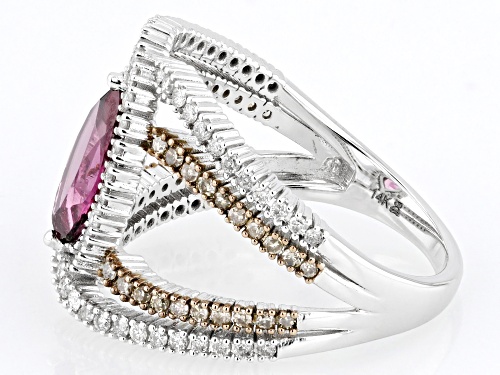 Park Avenue Collection® Rhodolite With Champagne  And White Diamond 14k White Gold Ring 2.23ctw - Size 5