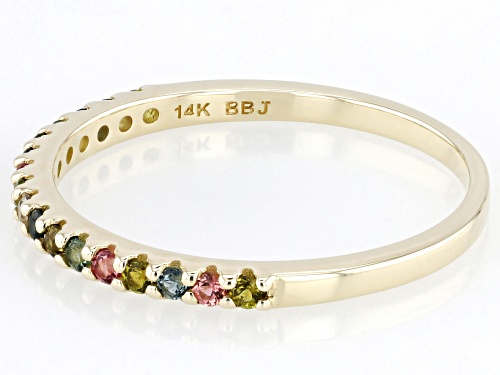 Park Avenue Collection® 0.22ctw Round Multi Color Tourmaline 14k Yellow Gold Band Ring - Size 4.5