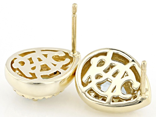 Park Avenue Collection® Santa Maria Aquamarine & White Diamond 14k Yellow Gold Earrings 0.89ctw