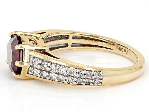 Park Avenue Collection® 2.27ct Red Zircon and 0.37ctw White Diamond 14k Yellow Gold Ring - Size 7