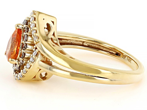 Park Avenue Collection® Spessartite With Champagne And White Diamond 14k Yellow Gold Ring 1.00ctw - Size 9