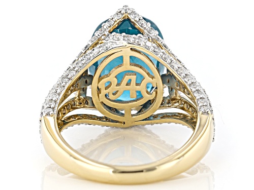 Park Avenue Collection® 6.25ct Teal Kyanite And 1.01ctw White Diamond 14k Yellow Gold Ring - Size 11