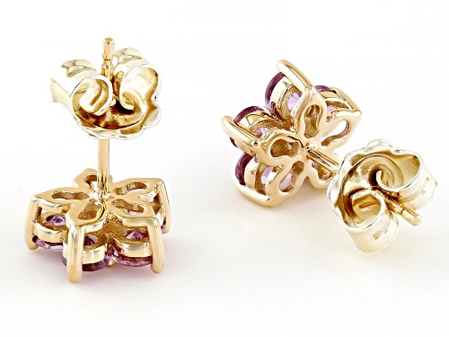 Park Avenue Collection® 1.28ctw Pink Sapphire And .09ctw White Diamond 14k Yellow Gold Stud Earrings