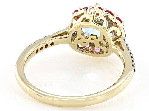 Park Avenue Collection® Santa Maria Aquamarine, Pink Spinel & Diamond 14k Yellow Gold Ring 1.35ctw - Size 6