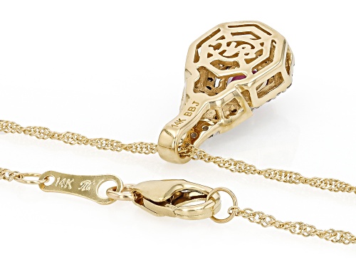 Park Avenue Collection® Grape Color Garnet And Diamond 14k Yellow Gold Pendant And Chain 0.70ctw