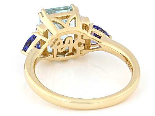 Park Avenue Collection® Santa Maria Aquamarine,  Tanzanite And Diamond 14k Yellow Gold Ring 2.48ctw - Size 7