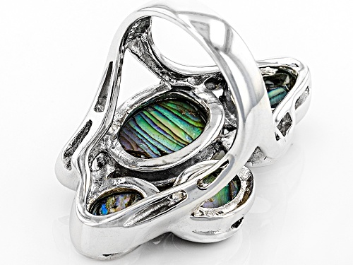 Pacific Style™ Oval Abalone Shell Sterling Silver 4-Stone  Ring - Size 5