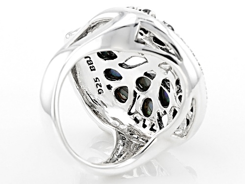 Pacific Style™ 4x3mm Pear Shape Abablone Shell Sterling Silver Tree Of Life Ring - Size 7