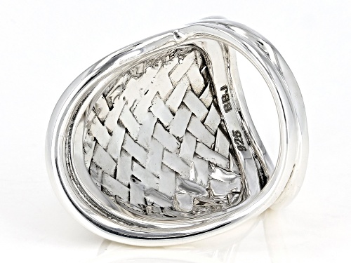 Pacific Style™ 10mm Round Abalone Shell Sterling Silver Basket Weave Ring - Size 9
