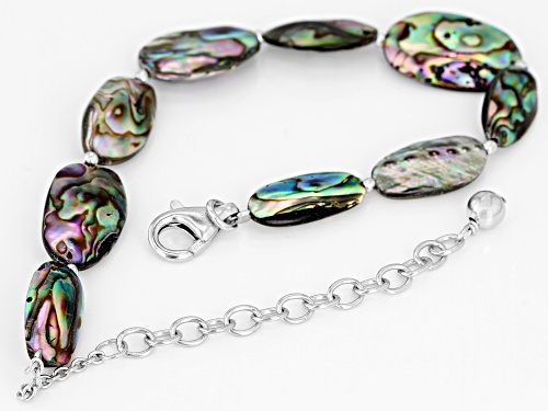 Pacific Style™ Custom Shape Abalone Shell Rhodium Over Silver Bracelet - Size 8