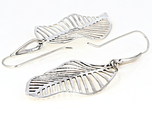 Pacific Style™ Rhodium Over Sterling Silver Leaf Earrings.