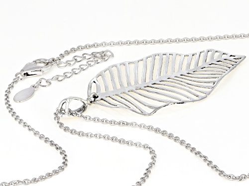 Pacific Style™ Rhodium Over Sterling Silver Leaf Pendant With Chain