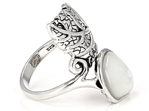 Pacific Style™ Free Form Mother-Of-Pearl Sterling Silver Bypass Ring - Size 7