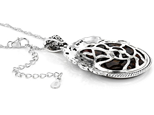 Pacific Style™ Ammonite Shell Sterling Silver Enhancer With 18
