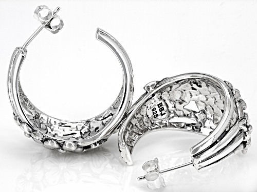 Pacific Style™ Sterling Silver Flower & Butterfly Hoop Earrings
