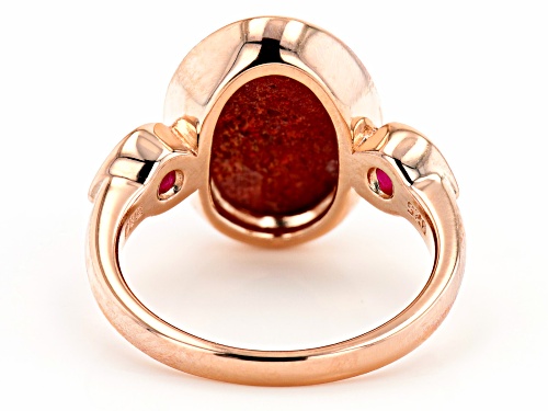 Pacific Style™ Coral & 0.26ct Lab Created Ruby 18k Rose Gold Over Sterling Silver Ring - Size 8