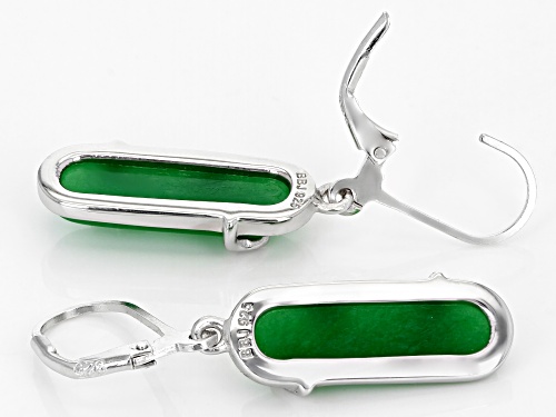 Pacific Style™ Jadeite Rhodium Over Sterling Silver Leaf & Floral Detail Earrings