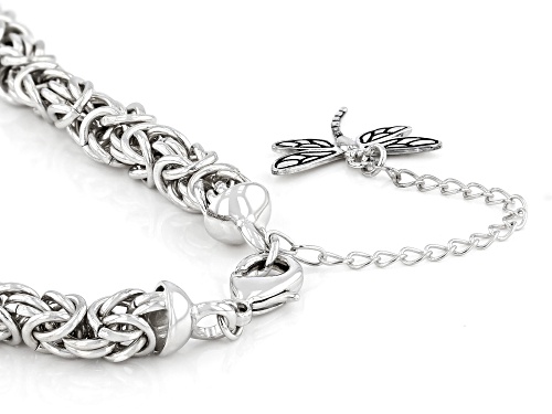 Pacific Style™ Rhodium Over Brass Byzantine Chain With Dragonfly Charm Necklace - Size 18
