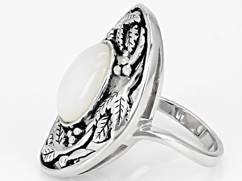 Pacific Style™ Mother-Of- Pearl Sterling Silver Leaf Design Ring - Size 7