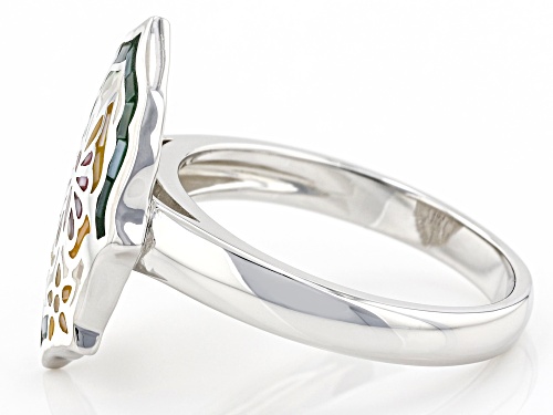 Pacific Style™ Mother-Of-Pearl Sterling Silver Mosaic Butterfly Ring - Size 8