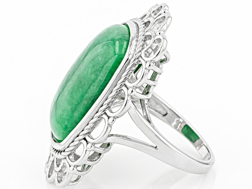 Pacific Style™ Rectangular Cushion Jadeite Sterling Silver Ring - Size 7