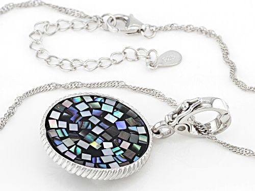Pacific Style™ Abalone & Cultured Freshwater Pearl Rhodium Over Silver Tree of Life Enhancer /Chain