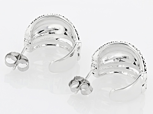 Pacific Style™ Sterling Silver Oxidized J-Hoop Octopus Earrings