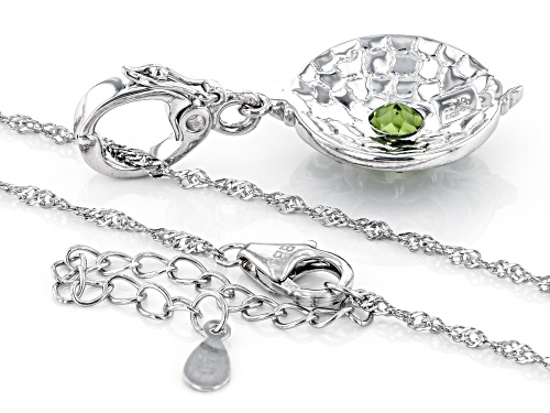 Pacific Style™ 1.11ct Peridot and Jadeite Rhodium over Sterling Silver Enhancer with Chain
