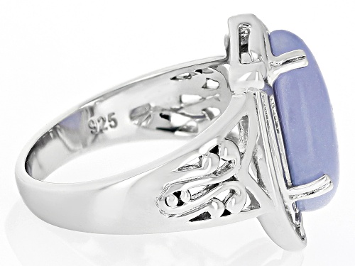 Pacific Style™ 14x9mm Pear Purple Jadeite Rhodium Over Sterling Silver Ring - Size 7
