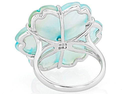 Pacific Style™ Blue Mother-of-Pearl With 0.99ctw Citrine & White Zircon Rhodium Over Silver Ring - Size 10