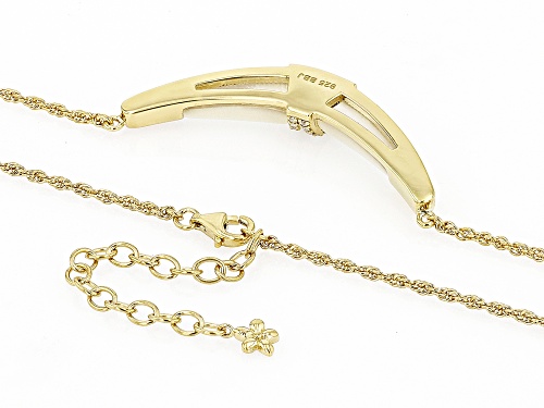 Pacific Style™ White Mother-Of-Pearl & White Zircon 18k Yellow Gold Over Sterling Silver Necklace - Size 18