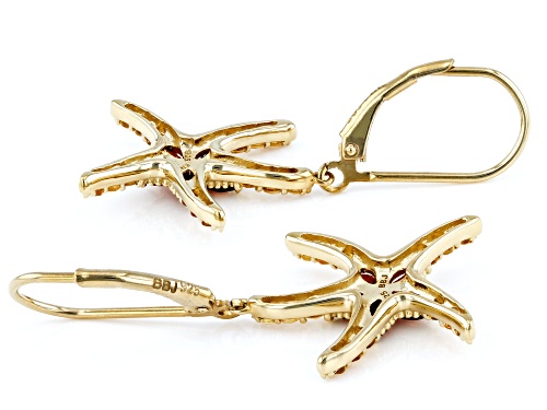 Pacific Style™ 0.85ctw Garnet and 0.63ctw Citrine 18k Gold Over Silver Sea Star Earrings