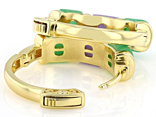 Pacific Style™ Green & Purple Jadeite 18K Gold Over Sterling Silver Earrings