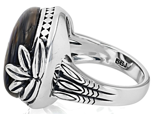 Pacific Style™ 18mm Abalone Shell Sterling Silver Solitaire Ring - Size 7