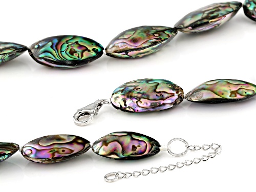 Pacific Style™ Abalone Shell Doublet Rhodium Over Sterling Silver Graduated Necklace - Size 18