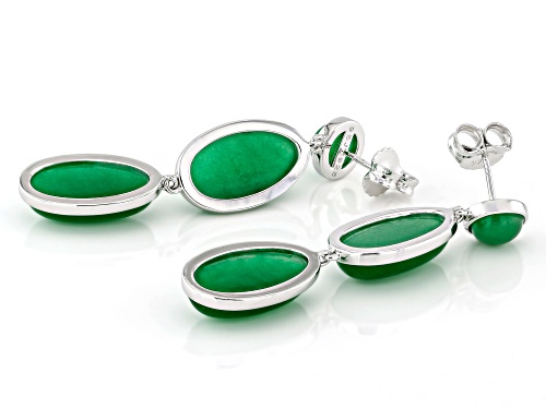Pacific Style™ Green Jadeite Rhodium Over Sterling Silver Earrings
