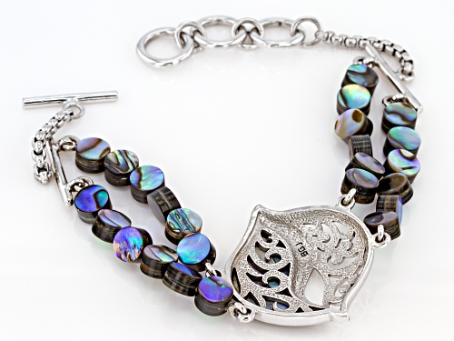Pacific Style™ Abalone Shell Rhodium Over Brass Multi-Row Bracelet - Size 7.25