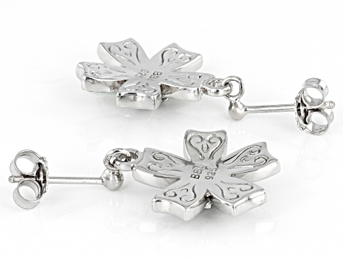 Pacific Style™ Lab Created White Opal Rhodium Over Silver Flower Earrings