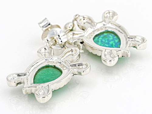 Pacific Style™ Lab Created Green Opal  Sterling Silver Turtle Earrings