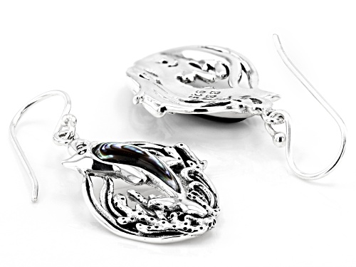 Pacific Style™ Abalone Shell Sterling Silver Dolphin Earrings