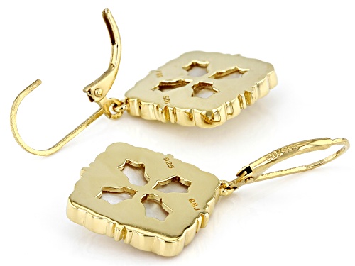 Pacific Style™ White Mother-of-Pearl 18k Yellow Gold Over Sterling Silver Earrings