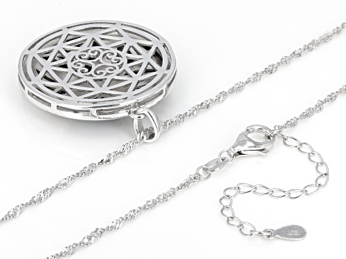Pacific Style™ Abalone Shell Rhodium Over Sterling Silver Starfish Pendant With Chain