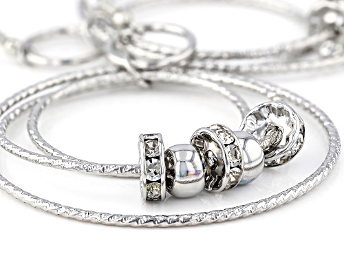 Paula Deen Jewelry™ Round White Crystal Silver Tone Graduated Spinner Hoop Earrings
