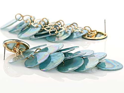 Paula Deen Jewelry™ Cascading Round Blue Disc, Gold Tone Dangle Earrings