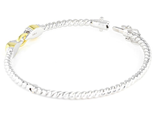Paula Deen Jewelry™ White Crystal Rhodium And 18k Gold Over Brass Two Tone Bangle Bracelet - Size 8