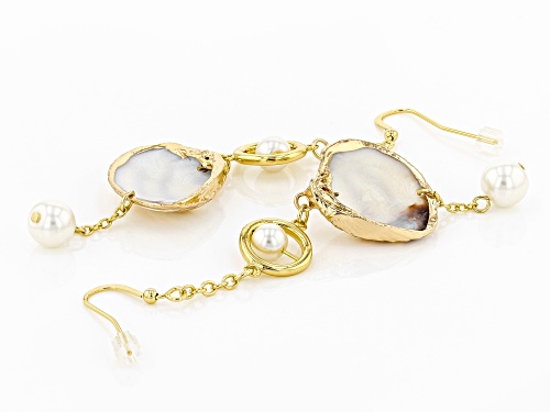 Paula Deen Jewelry™ Shell And Pearl Simulant Gold Tone Drop Earrings