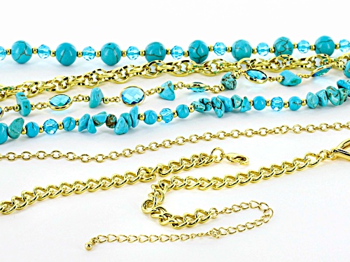 Paula Deen Jewelry™ Turquoise Simulant And Blue Crystal Gold Tone Multi-Row Necklace