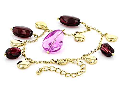 Paula Deen Jewelry™ Purple And Burgundy Bead Gold Tone Bracelet