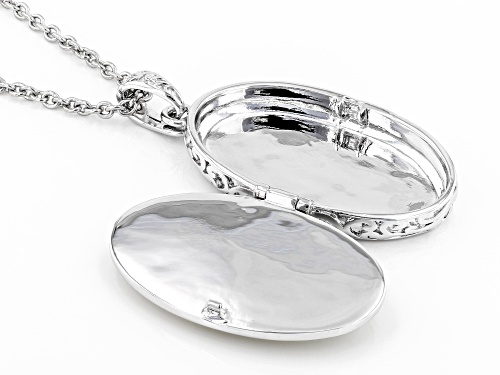 Paula Deen Jewelry 34x19mm Mother-Of-Pearl Rhodium Over Brass Locket Enhancer With 18