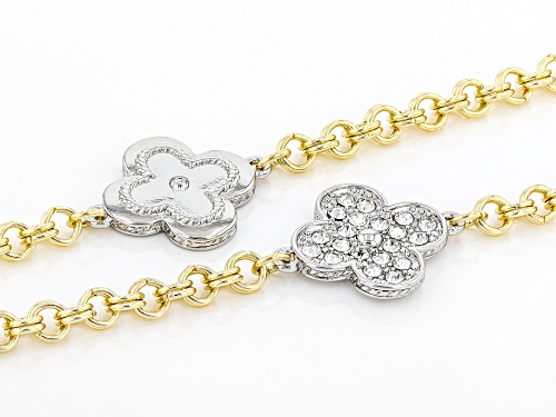 Paula Deen Jewelry™ White Crystal Two-Tone Floral Endless Strand Station Necklace - Size 60